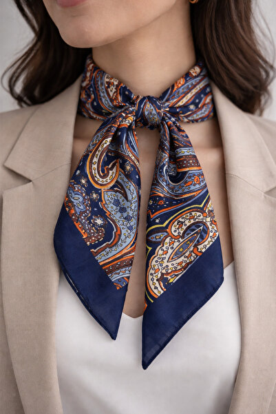 Modex Mornarsko plavi šal Sa deznom Svila i satenski šal (70*70 cm)