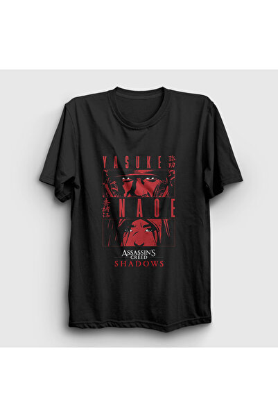 Presmono Unisex Black Yasuke Naoe Assassin's Creed Shadows T-Shirt 610890Tt