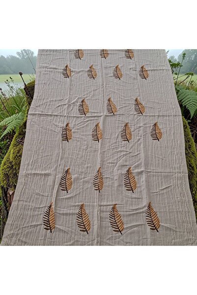 TooHot Women's Leaf Patterned Muslin Beach Towel