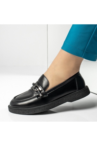 Modlet.ro Women's black casual shoes with metallic accessory MOD14198