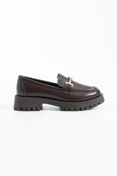 Siena Shoes Marco Women's Buckle Detail Loafers Coffee