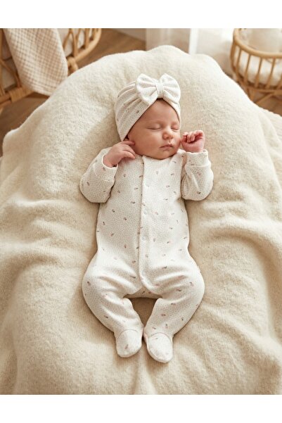 MiniKids Salopeta cu botosei si turban Zara, alb