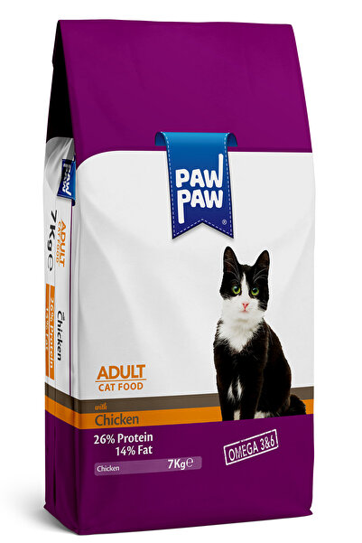 PawPaw Hrană uscată pisici adulte, Premium, cu carne de pui, 7 kg, masă muscu...