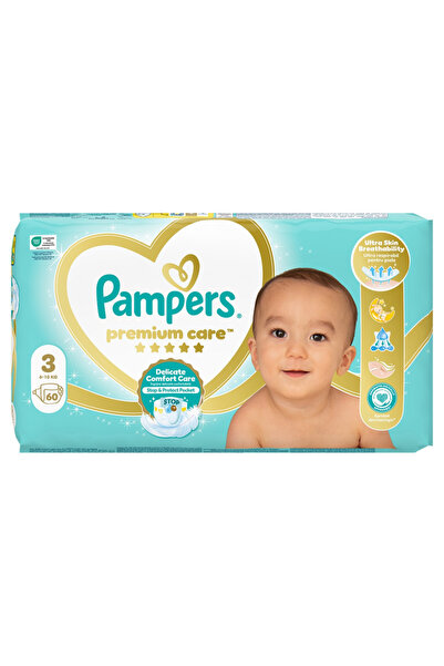 Pampers Scutece Premium Care, 6-10 kg, mărimea 3, pachet economic, 60 buc.
