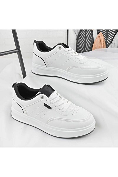 Tmall Pantofi sport bărbătești, din piele ecologică, B4068, alb cu negru
