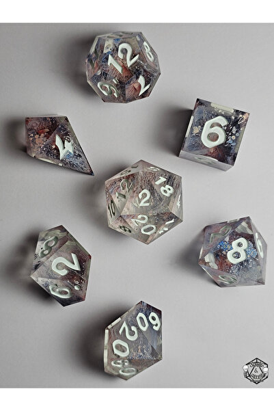 Soulsnstuff El Yapımı DND Zar Seti – Drop of Chaos Epoksi Reçine RPG Dice – P...