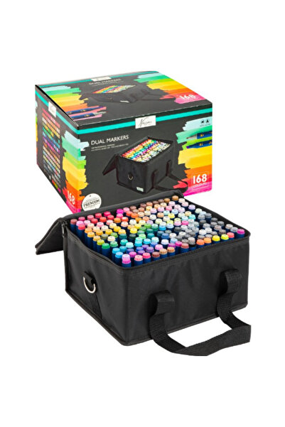 Nassau fine art Set de markere cu 168 de piese, cu vârf dublu, diverse culori...