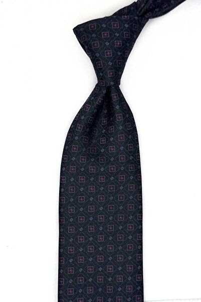 Kravatkolik Black Small Patterned Classic Tie with Handkerchief Kk13624