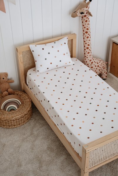 Lollie Baby&Kids Baby Crib, Park Bed (70X110Cm) Duvet Cover & Bed Sheet Sets, Cotton Satin - Dots