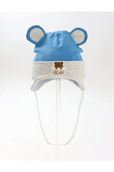 MiniKids Children's hat, bear-ears, blue-gray