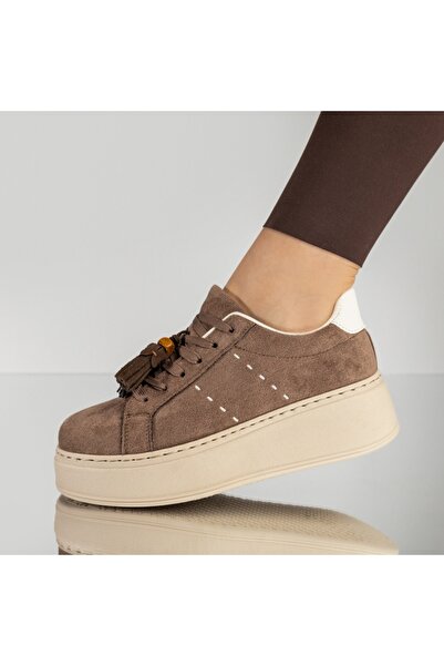 Modlet.ro Women's brown suede thick-sole sneakers MOD14212