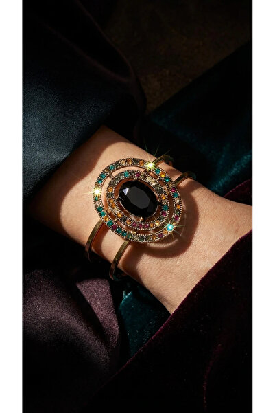 Dorvina سوار مجوهرات برونزي أصلي ملون من حجر الكريستال بتصميم بيضاوي عتيق للنساء