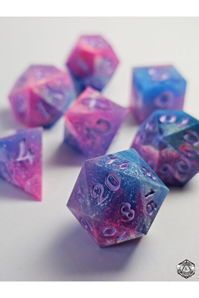 Soulsnstuff El Yapımı DND Zar Seti – Arcane Nebula Epoksi Reçine RPG Dice – Ö...