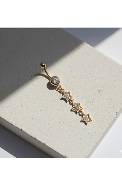 TakıLabirenti Yıldız Sallantılı Göbek piercing, Belly Piercingi, Yıldızlı zir...