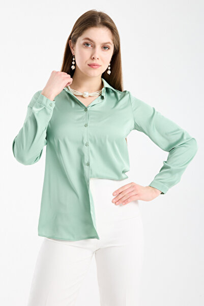 Clothes Fast Women's Satin Shirt Long Sleeve Classic Stylish Office Daily Shi...
