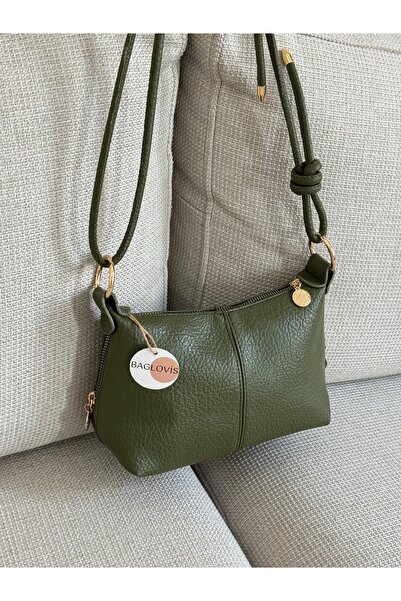 BAGLOVİS Khaki Women's Shoulder Bag Adjustable Strap Pack Mini Daily Use Zipp...