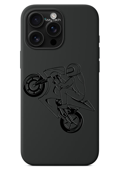 izzytech iPhone 15 Pro Max Compatible Black Phone Case – Stunt Motor Figure G...