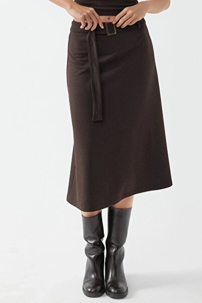 Hiccup Busem High Waist Belt Detailed Midi Skirt