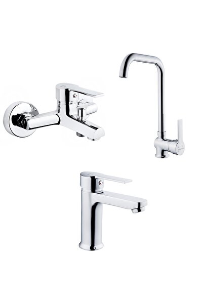 Siyam Mela Lavabo, Banyo, Eviye Bataryası Seti Krom