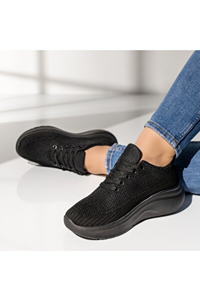 Modlet.ro Sneakerși negri cu platformă pentru femei MOD14211