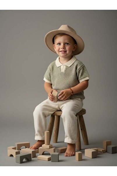 Zekids Boy's Knitwear Collared T-Shirt