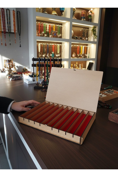 woodmomente Kişiye Özel 10’lu Tesbih Kutusu Tuğra Desenli Ahşap Tesbih Saklam...