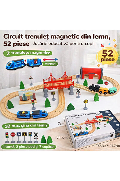 OEM Set trenuleț magnetic din lemn – Circuit cu 52 de piese