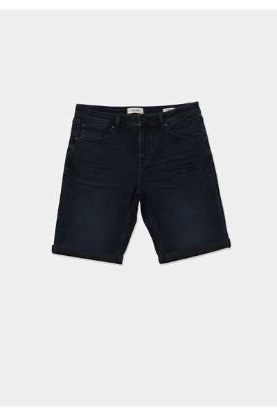 Colin's Straight Fit Low-Rise Plain Men's Blue Black Denim Jean Shorts