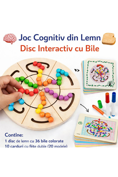 OEM Puzzle Montessori din lemn cu disc și 36 de mărgele