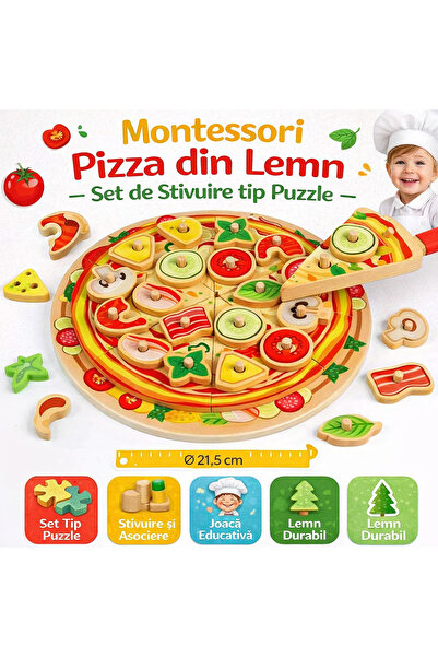OEM Jucărie puzzle Montessori din lemn cu stivă de pizza