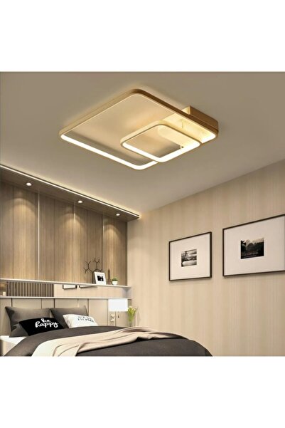 Saule 40x40cm Ledli Kare Tavan Armatür Avize / 3 Renk Işık / Kumandalı