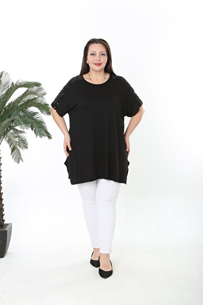 XL Modam Women's Sequined Sleeved Tunic in Plus Size