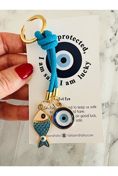 Talia&Talia Nazar Beaded with Fish Figure Keychain