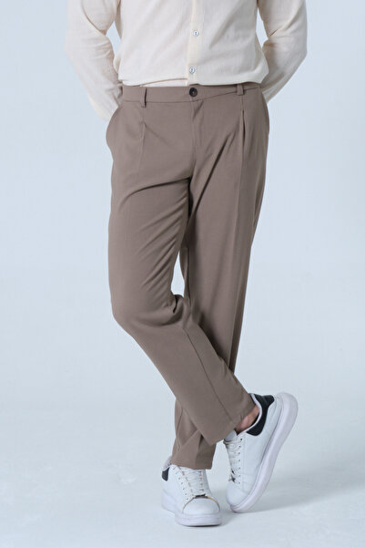 RELAXL Pantaloni din material textil pentru bărbați, mărimea cu pliuri Regula...