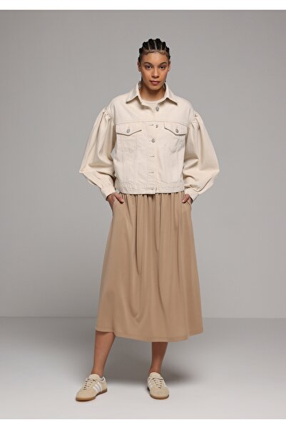 Colin's Regular Fit Plain Women's Beige Skirt