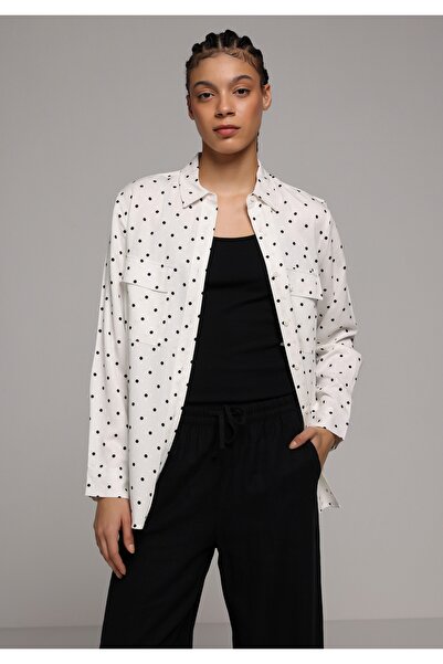 Colin's Regular Fit Shirt Neck Polka Dot Pack Women's Ecru Long Sleeve Shirt