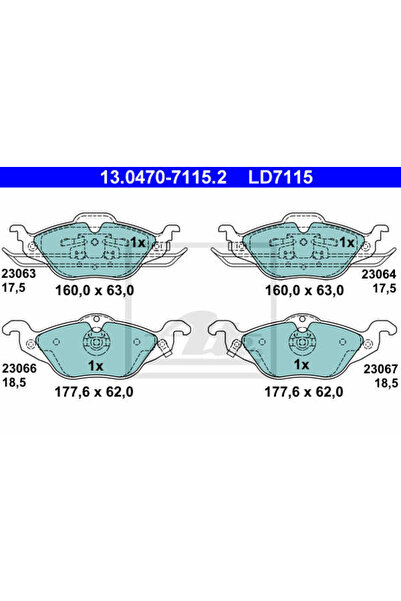Ate Set plăcuțe de frână, frână cu disc 13.0470-7115.2