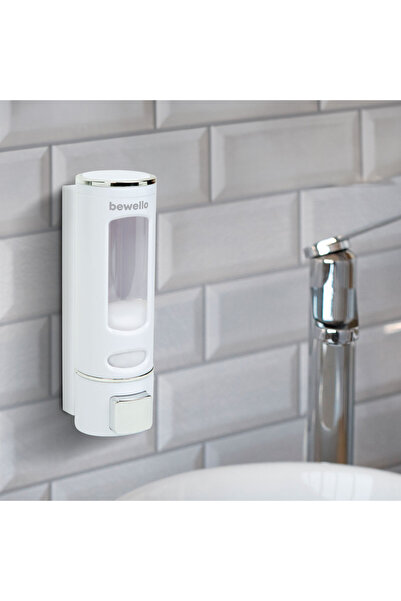 Bewello Wall-mounted manual soap dispenser, 400 ml capacity, white color