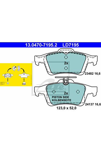 Ate Σετ τακάκια φρένων, δισκόφρενο 13.0470-7195.2