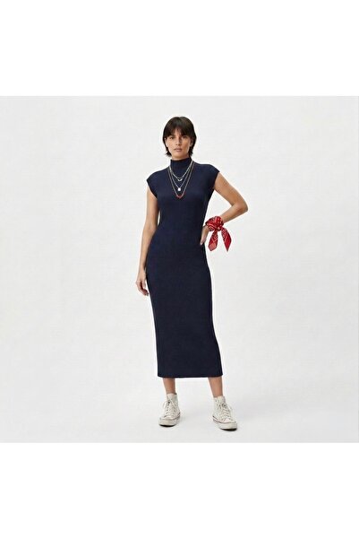 Neden Tekstil Modern Fit Zero Sleeve Half Turtleneck Knit Dress