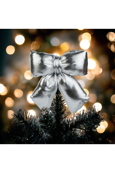 OEM Bow decoration - shiny silver - 21 x 19 cm