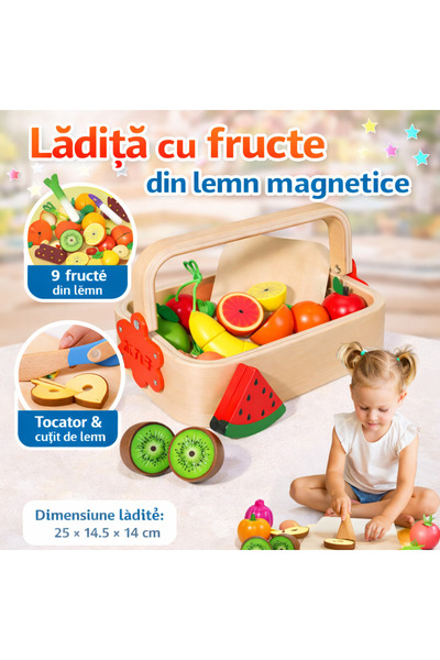 OEM Set de fructe magnetice din lemn – Jucărie educativă