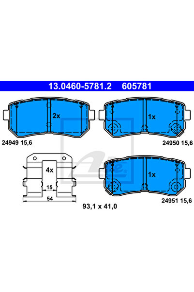 Ate Σετ τακάκια φρένων, δισκόφρενο 13.0460-5781.2