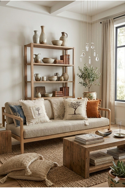 Kibele طقم غطاء وسادة مطرز طبيعي للموسم الجديد مقاس 43x43 سم