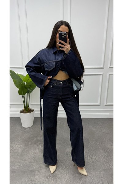 CurcunaShop Women's Wide Leg Straight Denim Pants