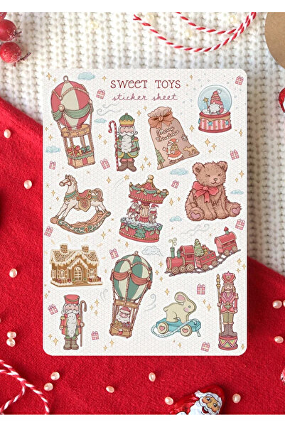 LABELOVE مجموعة ملصقات سويت تويز A5 - ملصقات زخرفية ذات طابع ألعاب عيد الميلاد