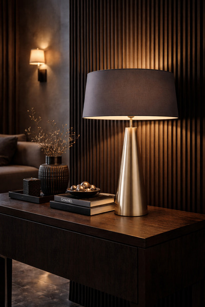 Vinner Belfort Antrasit Şapkalı Bronze Abajur – Modern Lüks Masa Lambası 60 cm