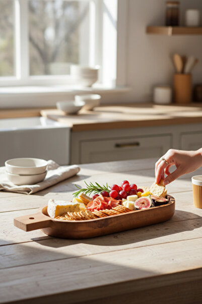 Akayev Akasya Oval Serving Bowl with Handle