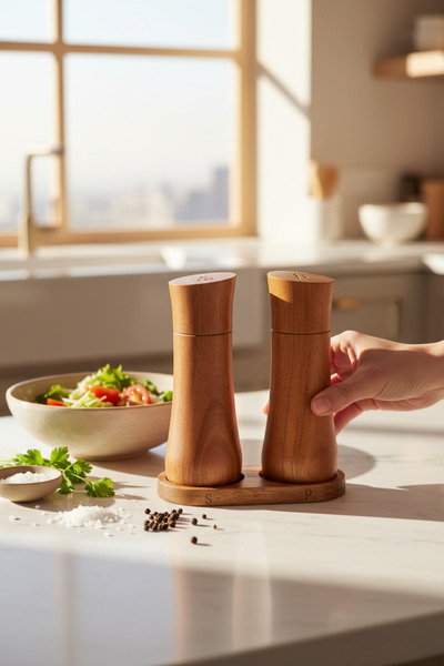 Akayev Acacia Stand Salt & Pepper Set