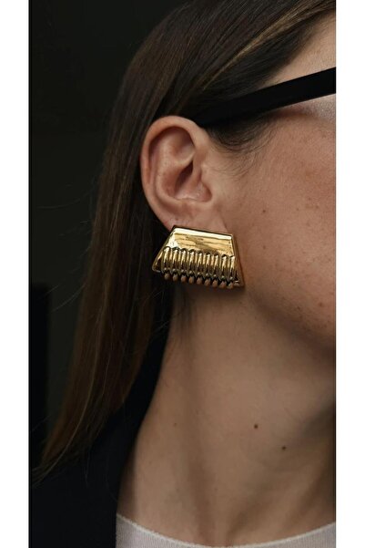 shop Aurora Gold Embossed Statement Steel Earrings